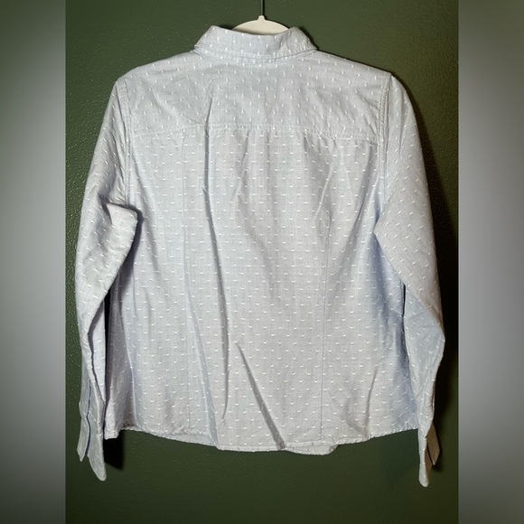 Carolina Herrera Kids Girl Blue and White Button Down with Pearl Monogram Sz 12 - Picture 6 of 6